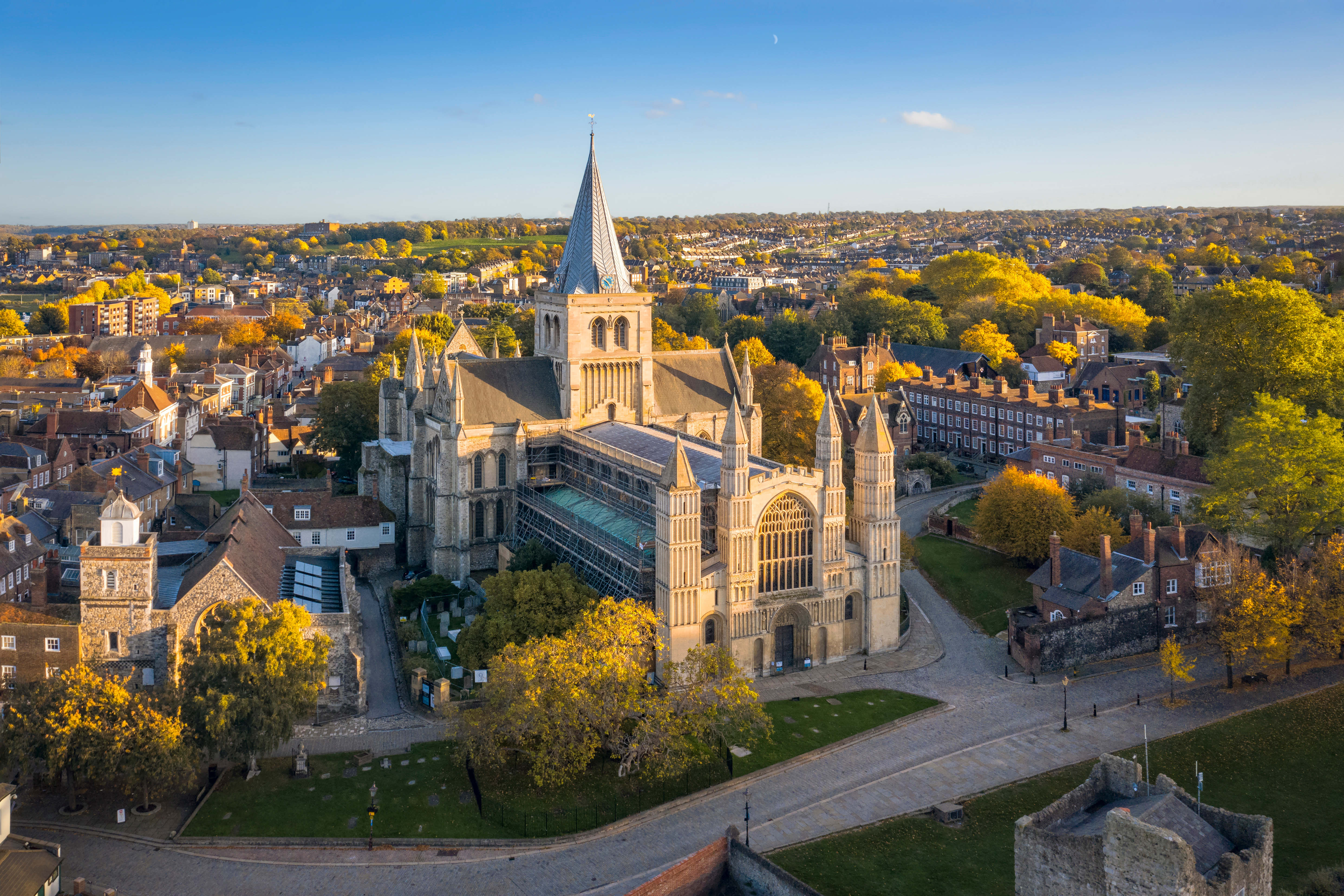 Rochester Cathedral and surrounding Kent townscape